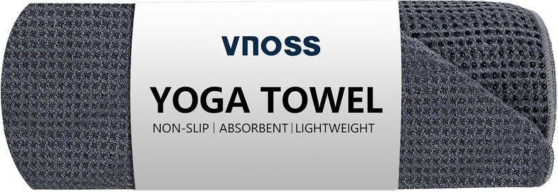 Vnoss Hot Yoga Towel - Microfiber Non Slip Yoga Mat Towel with Grip Dot Sweat Absorbent Towel for Hot Yoga, Pilates and Fitness 72" x 24", Grey - Image 1